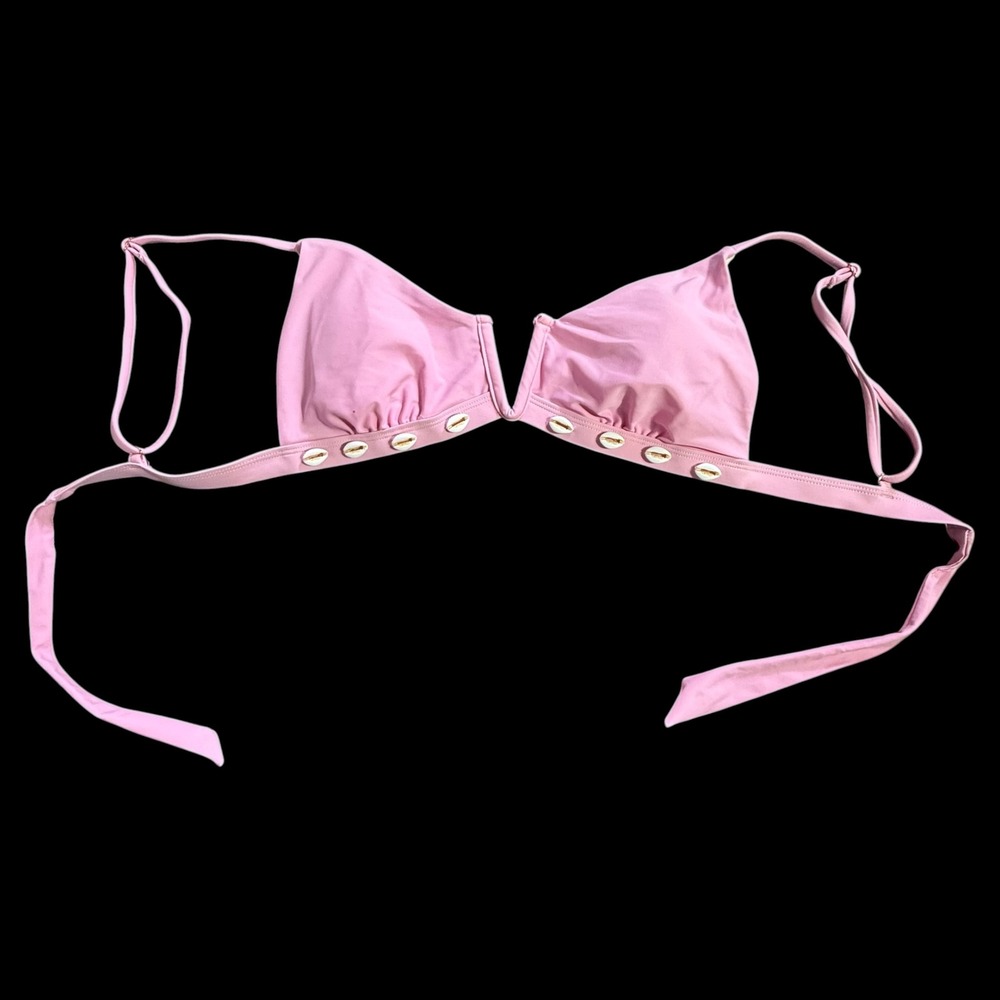 Hula‎ Honey Pink Cowrie Shell V-Wire Bikini Top Women Size L Adjustable Straps